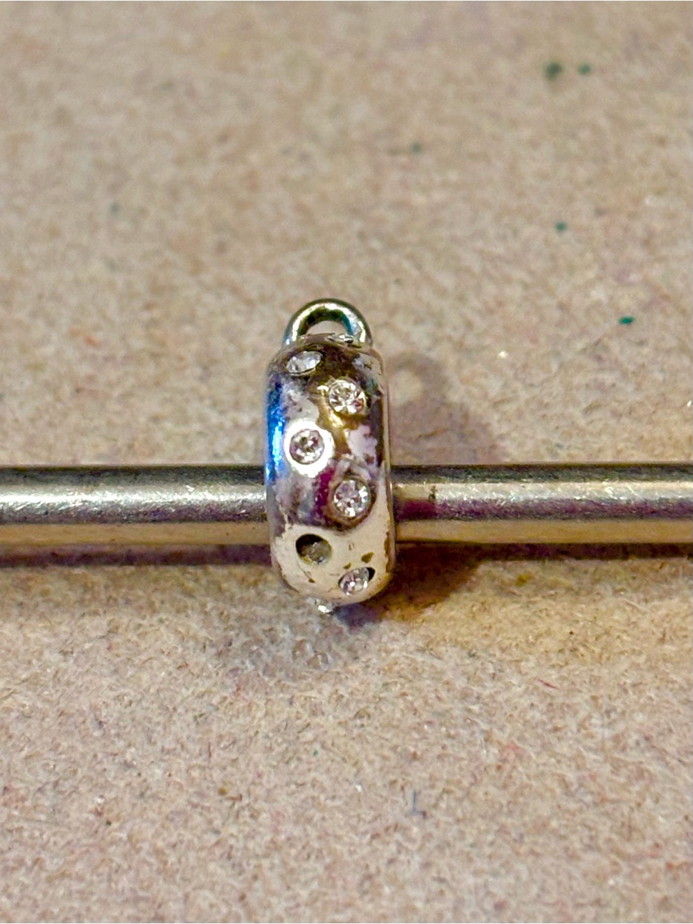 Brighton Callisto Snap Bead adapter for clip-on charm Silver & crystals Retired